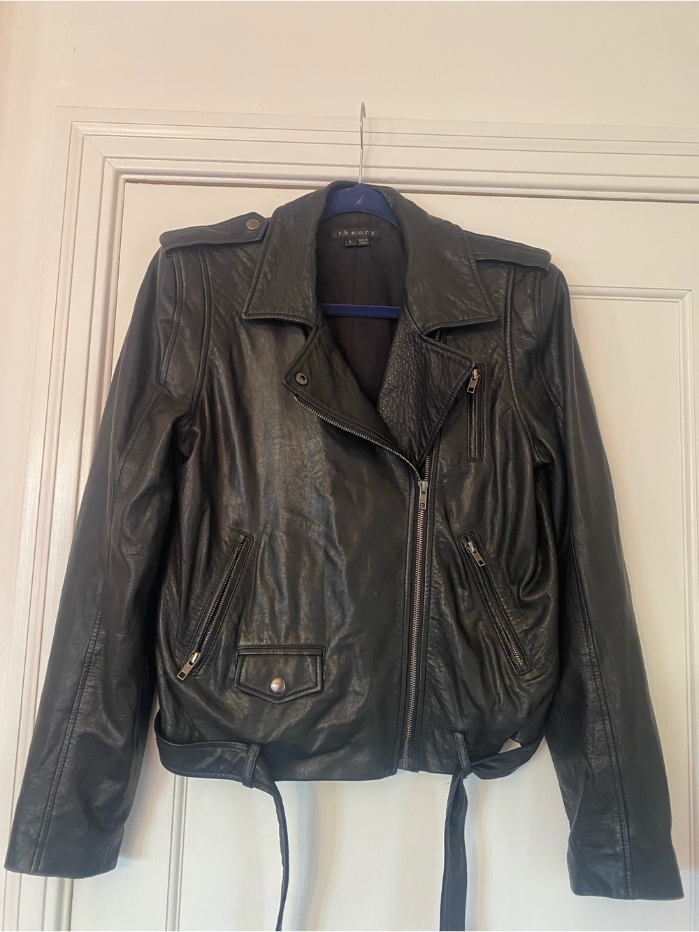 THEORY Electra 100% LAMB LEATHER MOTO BIKER JACKET: MSRP $845, size L